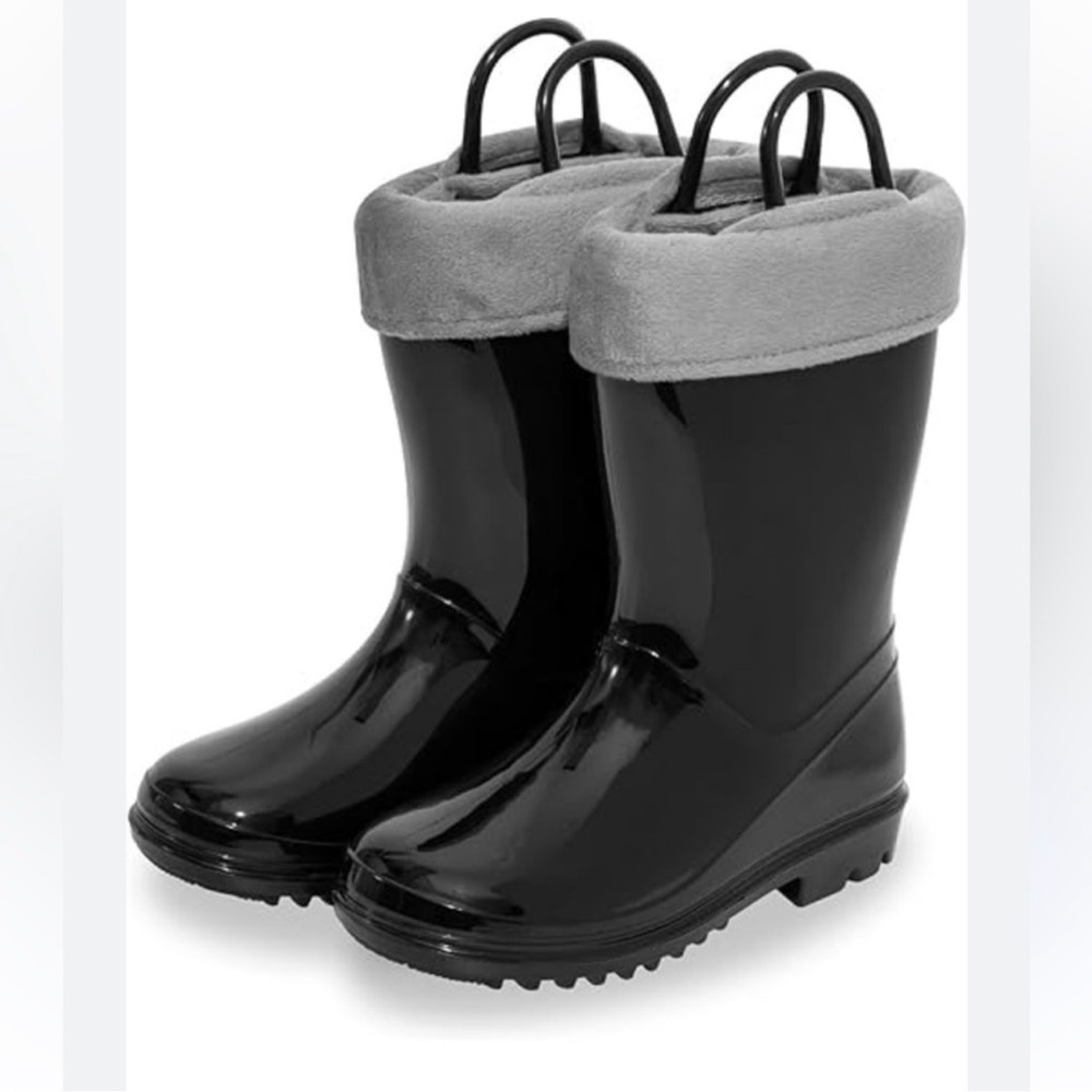 Kids Winter Rain Boots Warm Fleece Waterproof Wellies Mud Boots size 25 (9)